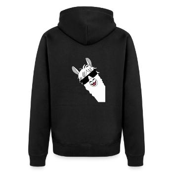 Lama Alpaka, Alpaca Geschenke, lustige Sprüche - Unisex Premium Bio Zip Hoodie - Schwarz - Hinten - Nico (187cm)