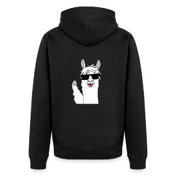 Lama Alpaca, Alpaca gifts, funny sayings - Unisex Premium Organic Zip Hoodie - black - Back - Nico (187cm)