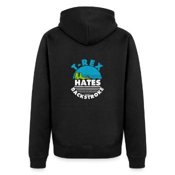 Lustiger Schwimmer Dinosaurier Schwimmen Schläge - Unisex Premium Bio Zip Hoodie - Schwarz - Hinten - Nico (187cm)