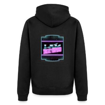 Lover Book Quotes Statement Books and Cats Green - Unisex Premium Organic Zip Hoodie - black - Back - Nico (187cm)