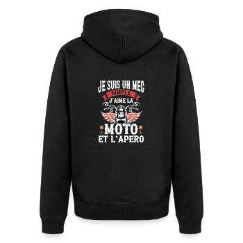 Je Suis Un Mec Simple J aime La Moto Et Apéro - Veste à capuche bio Premium Unisexe - noir - Dos - Nico (187cm)