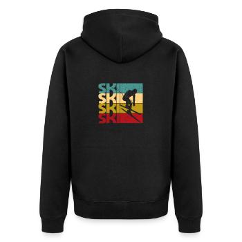 Ski Retro Vintage Skiing Silhouette Skier - Unisex Premium Organic Zip Hoodie - black - Back - Nico (187cm)