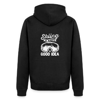 Skiing is always a good idea Funny Ski Lover - Unisex Premium Organic Zip Hoodie - black - Back - Nico (187cm)