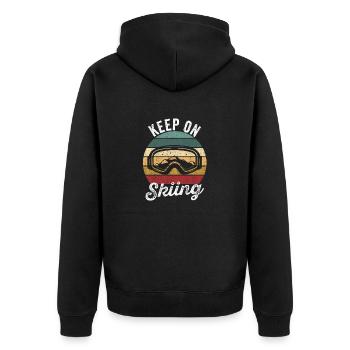 Fun winter sports skiers downhill skiing - Unisex Premium Organic Zip Hoodie - black - Back - Nico (187cm)