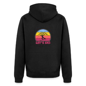 Let's Ski Funny Leistungssport Winter Berg Ski - Unisex Premium Bio Zip Hoodie - Schwarz - Hinten - Nico (187cm)