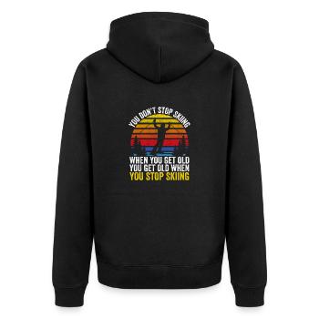Du hörst nicht auf, Ski zu fahren, wenn du alt wir - Unisex Premium Bio Zip Hoodie - Schwarz - Hinten - Nico (187cm)