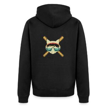 Ski Katze Skifahren Brille Kätzchen Skifahrer Katz - Unisex Premium Bio Zip Hoodie - Schwarz - Hinten - Nico (187cm)