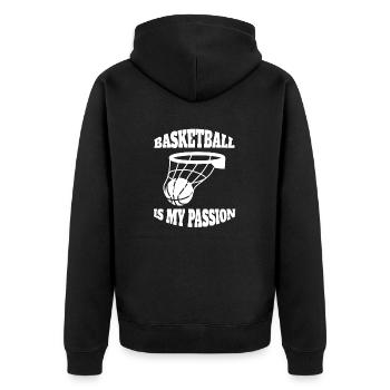 Basketball Basketballer Verein Basketballliebhaber - Unisex Premium Bio Zip Hoodie - Schwarz - Hinten - Nico (187cm)