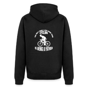 Fahrrad Vater Radfahren Papa Radeln Fahrradtour - Unisex Premium Bio Zip Hoodie - Schwarz - Hinten - Nico (187cm)