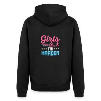 Triathlète Tri Triathlon Filles - Veste à capuche bio Premium Unisexe - noir - Dos - Nico (187cm)