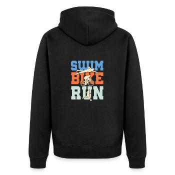 Swim Bike Run Triathlete Triathlon - Unisex Premium Organic Zip Hoodie - black - Back - Nico (187cm)