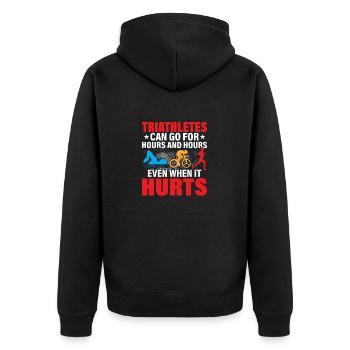 Triathletes can go for hours and hours Tri Triat - Unisex Premium Organic Zip Hoodie - black - Back - Nico (187cm)