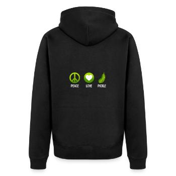Peace Love Pickle Funny Dill Pickles Ball Vegan - Unisex Premium Organic Zip Hoodie - black - Back - Nico (187cm)