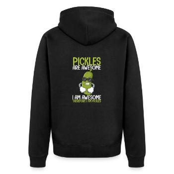 Coole Gurken sind super, ich bin super veganes Essen - Unisex Premium Bio Zip Hoodie - Schwarz - Hinten - Nico (187cm)