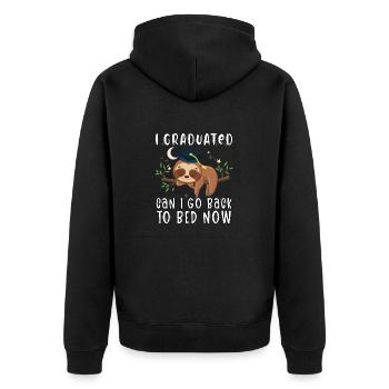 Ich habe meinen Abschluss gemacht, kann ich jetzt wieder ins Bett gehen Lustig faul - Unisex Premium Bio Zip Hoodie - Schwarz - Hinten - Nico (187cm)