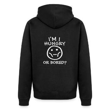Am I Hungry Or Bored - Unisex Premium Organic Zip Hoodie - black - Back - Nico (187cm)