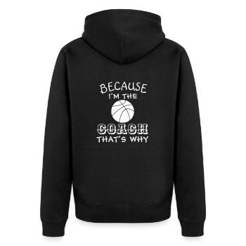 Basketball, weil ich der Trainer bin - Unisex Premium Bio Zip Hoodie - Schwarz - Hinten - Nico (187cm)