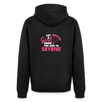Let a girl show you how to - Unisex Premium Organic Zip Hoodie - black - Back - Nico (187cm)