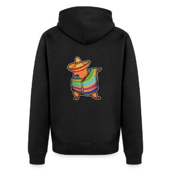 Capybara Cinco De Mayo Rodent Dab Mexican Kids Men - Unisex Premium Organic Zip Hoodie - black - Back - Nico (187cm)