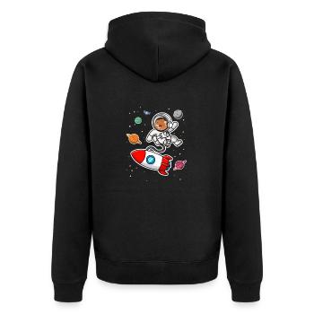 capybara astronaut in space Funny Rodent Lover Pun - Unisex Premium Organic Zip Hoodie - black - Back - Nico (187cm)