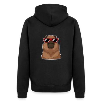 Capybara portant des lunettes rouges drôle de jeu de mots cochon d’Inde - Veste à capuche bio Premium Unisexe - noir - Dos - Nico (187cm)