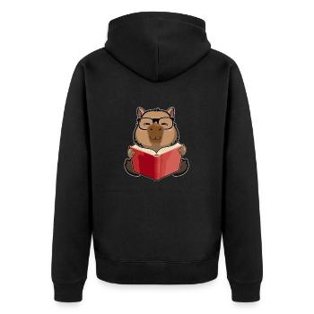 Kawaii Capybara - Capybaras et livres de lecture jeu de mots - Veste à capuche bio Premium Unisexe - noir - Dos - Nico (187cm)