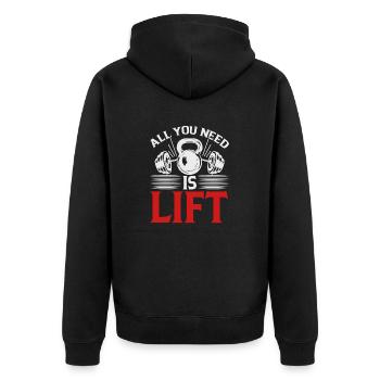 Training - Unisex Premium Bio Zip Hoodie - Schwarz - Hinten - Nico (187cm)