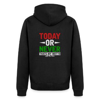 Motivation - Unisex Premium Bio Zip Hoodie - Schwarz - Hinten - Nico (187cm)