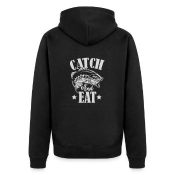 Catch Fish - Unisex Premium Bio Zip Hoodie - Schwarz - Hinten - Nico (187cm)