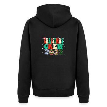 Christmas Crew - Family Vintage Weihnachtspyjama - Unisex Premium Bio Zip Hoodie - Schwarz - Hinten - Nico (187cm)