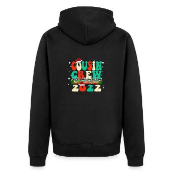 Vintage-Farbe Klassisches Weihnachtsdesign - Cousin Cr - Unisex Premium Bio Zip Hoodie - Schwarz - Hinten - Nico (187cm)