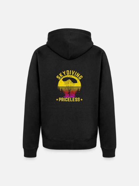 Skydiving Priceless Funny Parachute - Unisex Premium Organic Zip Hoodie - black