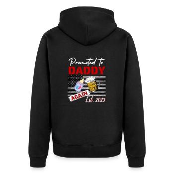 Promoted to Daddy Again 2023 Gender Reveal Beer - Unisex Premium Bio Zip Hoodie - Schwarz - Hinten - Nico (187cm)