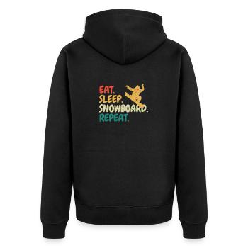 Eat Sleep Snowboard Repeat Snowboarder Lustig Snow - Unisex Premium Bio Zip Hoodie - Schwarz - Hinten - Nico (187cm)