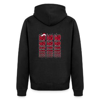 Ho Ho Ho - Christmas Weihnachten Santa Hat - Unisex Premium Bio Zip Hoodie - Schwarz - Hinten - Nico (187cm)