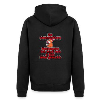 Ich beschenke mich mit 5 Kilo Übergewicht - Unisex Premium Bio Zip Hoodie - Schwarz - Hinten - Nico (187cm)