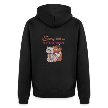 Amis chats - Veste à capuche bio Premium Unisexe - noir - Dos - Nico (187cm)
