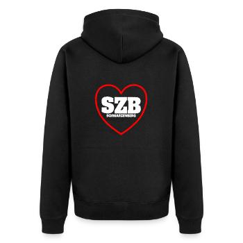 Schwarzenberg Erzgebirge Sachsen - Unisex Premium Bio Zip Hoodie - Schwarz - Hinten - Nico (187cm)