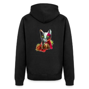 Katze - Animal Illustration - Unisex Premium Bio Zip Hoodie - Schwarz - Hinten - Nico (187cm)