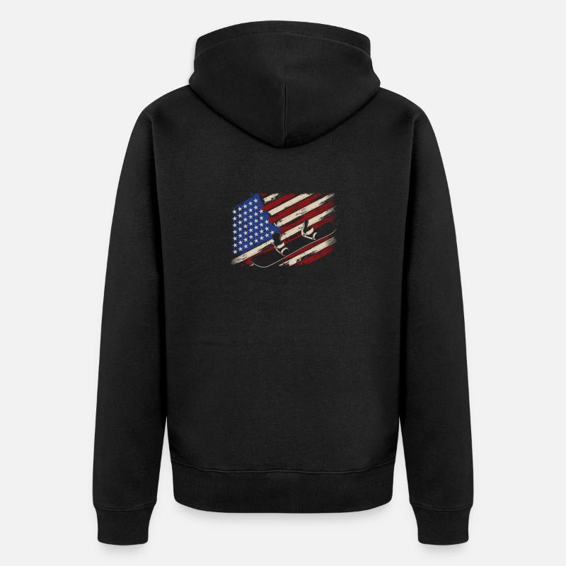 Drapeau américain Snowboard Snowboard - Veste à capuche bio Premium Unisexe - noir