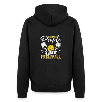 Awesome People Play Pickleball Funny Paddleball Pl - Unisex Premium Bio Zip Hoodie - Schwarz - Hinten - Nico (187cm)