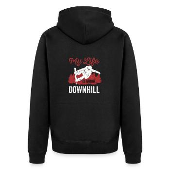 Snowboard Winter Snowboarding My Life Is Going - Unisex Premium Organic Zip Hoodie - black - Back - Nico (187cm)
