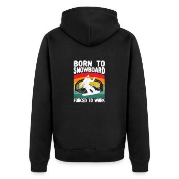 Funny Winter Snowboarding Zum Snowboarden geboren - Unisex Premium Bio Zip Hoodie - Schwarz - Hinten - Nico (187cm)