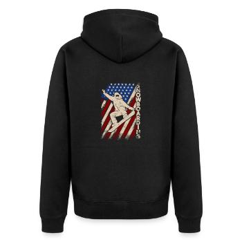 USA Sport Snowboarding amerikanische Flagge Snow - Unisex Premium Bio Zip Hoodie - Schwarz - Hinten - Nico (187cm)