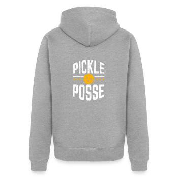 Pickle Party Funny Pickleball Player Coach Team - Unisex Premium Organic Zip Hoodie - heather grey - Back - Nico (187cm)