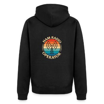 Ham Radio Operator Amateur Morse - Unisex Premium Bio Zip Hoodie - Schwarz - Hinten - Nico (187cm)