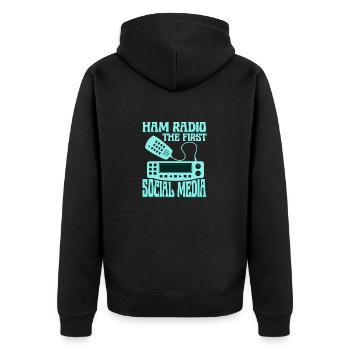 Ham Radio The First Social Media Operator Amateur - Unisex Premium Bio Zip Hoodie - Schwarz - Hinten - Nico (187cm)
