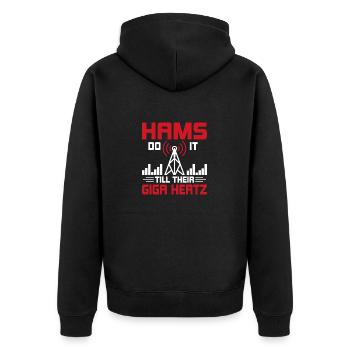 Hams Do It Till Their Giga Hertz Amateur Radio - Unisex Premium Bio Zip Hoodie - Schwarz - Hinten - Nico (187cm)