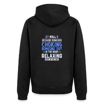 Jiu Jitsu Funny Jiu-Jitsu BJJ Education Grappling - Unisex Premium Organic Zip Hoodie - black - Back - Nico (187cm)