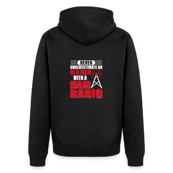 Never Underestimate An Old Man With A Ham Radio Am - Unisex Premium Organic Zip Hoodie - black - Back - Nico (187cm)